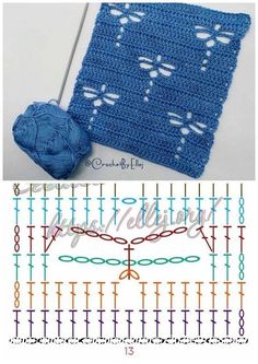 the crochet pattern has been made to look like it is being used for knitting