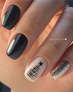 Black Nails Christmas, Hair Stail, Nails 23, Black Gold Christmas, Nagel Design, Top Nails, Makeup 101, Holiday 2024