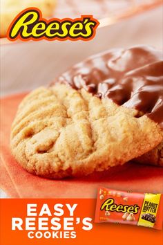 an advertisement for reese's easy reese's cookies