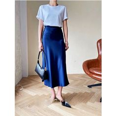 Lasaky - Satin Sheen High-Waisted Midi Skirt with a Flattering Mermaid Silhouette and Elegant Hemline Long Summer Skirts, Korean Fashion Office, Skirts Korean, Rok Outfit, Skirt Office, Long Skirt Summer, Long Pencil Skirt, Office Skirt, Stylish Skirts