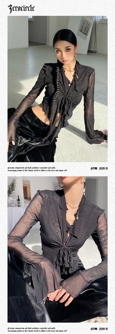 Applicable age: 18-24 years old Size: S M L XL pattern: plain style: street Collar: Other/other Clothes placket: other Color classification: green black pink brown Sleeve Type: Flared Sleeve Item number: X0666E23 Season of the Year: Fall 2022 Sleeve Length: Long Sleeve Clothing length: Short (40cm Casual Blouse For Fall Party, Casual Fall Party Blouse, Casual Black Blouse, Trendy Black Long Sleeve Blouse, Trendy Black Blouse For Winter, Black Blouse For Winter Layering, Black Collar Tops For Fall, Black Button-up Blouse For Winter, Trendy Winter Blouse For Night Out