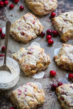 cranberry white chocolate cookies on a baking sheet