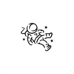 an astronaut floating in the air with stars around it, drawn by hand on white paper