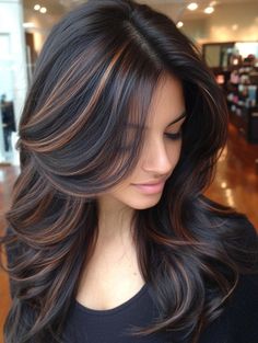 42 Stunning Lowlights Hair Color Ideas for 2024 Purple Lowlights In Brown Hair, Black Hair Highlights Ideas, Purple Lowlights, Lowlights Hair Color, Black Hair With Lowlights, Hair Highlights Ideas, Lowlights Hair, Fall Hair Highlights, Stylish Hair Colors