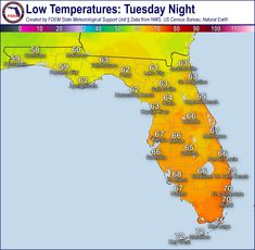 a weather map showing the average temperature in florida