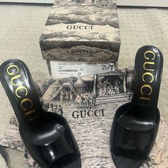 Black Gucci Mules In Amazing Condition. Just Had One Tiny Scuff Inside The Heel. Comes With All Original Packaging. Size 8. Shoes Gucci, Shoes Color, Gucci Mules, Gucci Black, Gucci Shoes, Shoes Women Heels, Shoes Heels, Packaging, Gucci