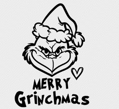 a black and white drawing of a santa hat with the words merry grinmass