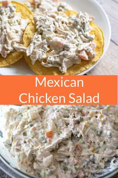 mexican chicken salad on corn tortillas is an easy and delicious side dish for any meal