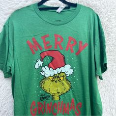 New Christmas The Grinch Short Sleeve T-Shirt 100% Pre-Shrunk Grinch, Colorful Shirts, Tee Shirts, Mens Shirts, Man Shop, Red, Christmas, T Shirt, Color