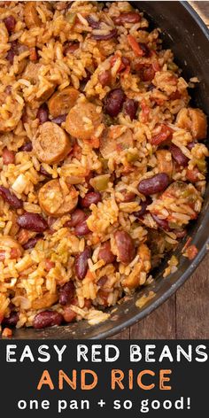 Red Beans and Rice with Andouille Sausage is an easy one pot meal perfect for busy weeknights! Keilbasa Recipes Healthy Easy Dinners, Red Bean And Sausage Recipes, Red Beans Rice Sausage, Red Bean Rice And Sausage, Quick Red Beans And Rice With Sausage, Rice Beans Sausage, Red Beans And Rice With Kielbasa, Rice And Andouille Sausage, Recipes With Andouille Sausage Healthy