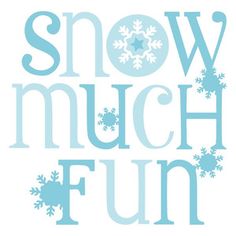 the words snow much fun are shown in blue