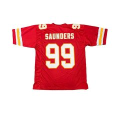 Khalen Saunders Unsigned Custom Red Jersey Red Jersey For Game Day, Sports Fan Style, Red Sports Fan Jersey For Game Day, Red Jersey For Sports Season Fan Gear, Red Jersey For Sports Season, Red Sports Season Jersey For Fans, Red Football Season Jersey, Throwback Red Tops For Sports Events, Red Sports Fan Jersey For Sports Season, Red Sports Fan Jersey For Sporting Event