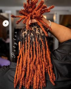 Burnt Orange Hair Color, Dyed Dreads, Loc Goals, Dreads Styles For Women, Dread Head