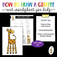 a giraffe worksheet for kids to learn how to draw and paint