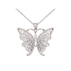 Filigree Silver Butterfly Necklace, Made in the USA Classic Pendant Necklace With Filigree, Ornate White Engraved Necklace, Ornate White Gold Necklace With Intricate Design, White Gold Filigree Round Pendant Jewelry, White Ornate Filigree Necklace, Classic Filigree Necklaces For Gifts, Ornate White Filigree Necklace, Classic Filigree Necklace As Gift, Classic Filigree Necklace For Gift