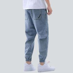 Loose men jeans with straps Trendy Summer Jeans With Drawstring, Summer Denim Jeans With Drawstring, Summer Cotton Jeans With Drawstring, Summer Drawstring Denim Jeans, Hip Hop Style Denim Jeans For Summer, Summer Hip Hop Cargo Jeans With Relaxed Fit, Summer Hip Hop Relaxed Fit Cargo Jeans, Casual Cotton Cargo Jeans For Summer, Casual Summer Denim Cargo Jeans