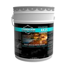 a gallon of food and patio sealer with the label foundation ax2s on it