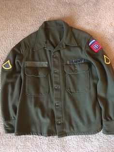 1960's wool shirt. Us Army Uniforms, Army Uniform, Wool Shirt, Vintage Jacket, Us Army, Military Jacket, 1960s, Mens Jackets, Jackets & Coats