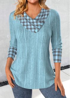 Color:Dusty Blue;Size:S;Size:M;Size:L;Size:XL;Size:XXL;Package Contents:1 X Sweatshirt;Occasion:Other;Style:Casual; Blouse Size Chart, Pocket Cardigan, Women Shirts Blouse, Blue Plaid, Blouse Styles, Long Sleeve Casual, Dusty Blue, Blouses, Long Sleeve Sweatshirts