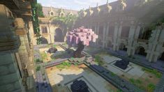 @a1xbuilds insta/tiktok Minecraft Courtyard Ideas, Minecraft Courtyard, Medieval Notebook, Minecraft Abandoned, Beacon Minecraft, Minecraft Castle Blueprints, Interior Minecraft, Minecraft Starter House, Minecraft City Buildings