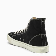 Black canvas high-top trainer by Maison Margiela featuring the iconic Tabi cut, decorative stitching, rounded toe, lace-up closure and rubber sole. Size Type: ITMaterial: CottonSKU: S57WS0440P4291/N_MARGI-H0958_600 Our Products Are 100% Genuine. In All Cases We Stand By The Authenticity Of Every Product Sold On Our Site. Medium Fit High-top Sneakers With Rubber Sole For Streetwear, Streetwear High-top Sneakers With Front Lace-up And Round Toe, Streetwear High-top Sneakers With Lace-up Fastening, High-top Sneakers With Front Lace-up For Streetwear, Black Streetwear Sneakers With Lace-up Fastening, High-top Sneakers With Laces And Medium Fit, Medium Fit High-top Sneakers With Laces, Black High-top Sneakers With Round Toe And Lace-up Fastening, High-top Lace-up Sneakers With Medium Fit