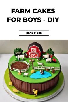 a cake with farm animals on it and the words, farm cakes for boys - diy read more