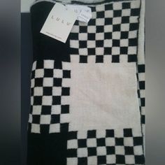 Black And White Checkered Scarf From Lulu. Very Cute Design, Never Used. Checkered Clothes, Checkered Scarf, Soft Cooler, Jelly Shoes, Pajama Shirt, Key Card Holder, Cute Design, Stationery Supplies, Trending Accessories