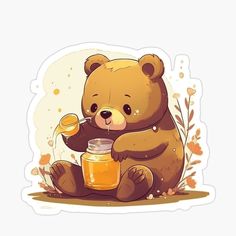 cute bear, bear, honey, cute bear eating honey, gowp Beehive Drawing, Bear Eating Honey, Bear Eating, Strawberry Drawing, Paper Phone, Winter Lodge, Bear Drawings, Bottle Drawing