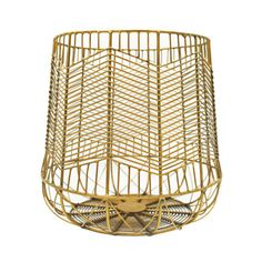 a yellow wire basket on a white background