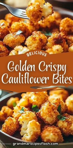 golden crispy cauliflower bites on a plate