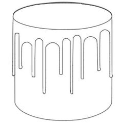 a drawing of a round container with drips on it