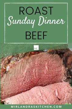 roast sunday dinner beef with text overlay