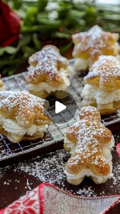 Lauren Nagel on Instagram: "Holiday Puff Pastry Cream Puffs 🎄☃️  If you need the easiest last minute dessert, this is it! In just a few minutes you can whip up these fun festive cream puffs with just a few ingredients.   Here's what you need 👇 1 box Puff Pastry Dough 1 Egg 3 tbsp. Cinnamon Sugar 1.5 cups Heavy Cream 1/4 cup Powdered sugar 1/2 tsp Vanilla  Preheat the oven to 375 F. Unwrap the puff pastry dough and cut out fun holiday shapes with cookie cutters. Brush with some egg wash and cinnamon sugar. Bake until golden brown, about 15-20 min. Let cool. Whip the cream until soft peaks form, then add the powdered sugar and vanilla and whip until thickened. Add to the bottom of one puff pastry and match it to another to create a "cream puff". Dust with extra powdered sugar and enjoy! Puff Pastry Cream, Puff Pastry Cream Puffs, Puff Pastry Dough, Cream Puff, Pastry Cream, Pastry Dough, Egg Wash, Quick Desserts, Cream Puffs