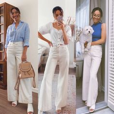 6 Ways to Style Everlane's Wide Leg Jeans [aka the comfiest jeans you'll own] + Summer Sale Selects - LIFE WITH JAZZ Casual White Jeans Outfit Summer, Casual White Jeans Outfit, Beige Jeans Outfit