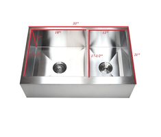 double bowl stainless steel kitchen sink with red trim