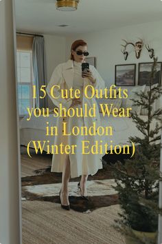 Stay cozy and stylish with these simple and cute London winter outfit ideas that are sure to keep you warm while exploring the city's aesthetic charm. White Ankle Boots, Cream Pants, Long Black Coat, Cozy Coats