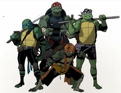 the teenage mutant ninjas are posing for a photo