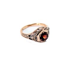 Unique antique style 14K Rose gold ring with a reel garnet stone and vintage ornament. 14K Rose Gold , and Garnet red stone. ring size is 7 us we make it any size you want weight : 2.7 gram top width : 9.5 mm Victorian Ruby Ring For Wedding, Victorian Yellow Gold Ruby Ring With Intricate Design, Vintage Ruby Ring With Filigree For Wedding, Victorian Ruby Ring In Yellow Gold With Intricate Design, Elegant Garnet Ruby Ring Stamped 14k, Elegant 14k Gold Ruby Ring With Intricate Design, Classic Wedding Birthstone Ring With Garnet, Classic Garnet Birthstone Ring For Wedding, Vintage Gold Ruby Ring With Filigree