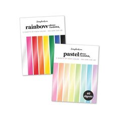 two rainbow colored cards with the words pastel on each one and an image of a rainbow