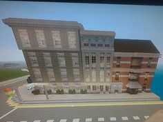 Apartments with shops Minecraft Cities, Minecraft Idea, City Ideas, Apartment Block, All Minecraft, Cool Minecraft Creations, Cool Minecraft