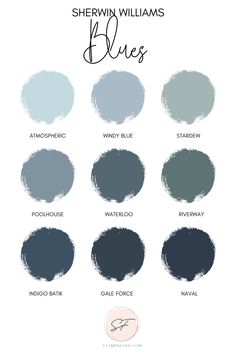 the color scheme for sherylin williams blues, which includes blue and gray tones