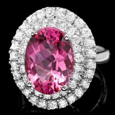 7.85 Carats Natural Pink Tourmaline and Diamond 14K Solid White Gold Ring Total Natural Oval Cut Tourmaline Weight is: Approx. 6.50 Carats Tourmaline Measures: Approx. 14.00 x 10.00mm Natural Round Diamonds Weight: Approx. 1.35 Carats (color G-H / Clarity SI1-SI2) Ring total weight: Approx. 7.4 grams Disclaimer: all weights, measurements and colors are approximate and may vary slightly from the listed dimensions or as seen in the image. All pictures are magnified to show the smallest of details. Gold Bangles Design, Etsy Gold Ring, Bangle Designs, Royal Jewelry, White Gold Ring, Quality Diamonds, Gold Bangles, Pink Tourmaline, White Gold Rings