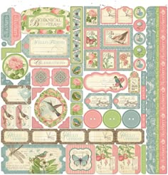 an assortment of stickers with flowers, birds and butterflies on them in pastel colors