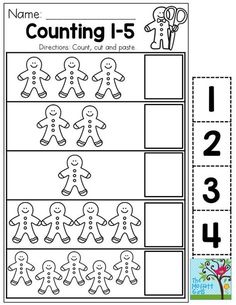 the worksheet for counting 1 - 5 with pictures of gingers and cookies