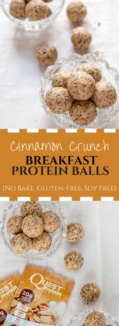 the breakfast protein balls are ready to be eaten and put in bowls on top of each other