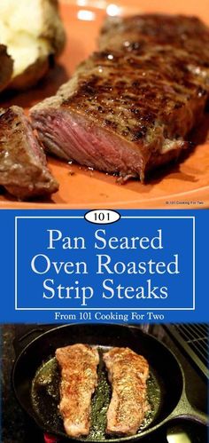 pan seared oven roasted strip steaks from 101 cooking for two cookbook cover