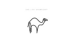 a single line drawing of a camel on a white background with the words, one line prom