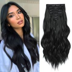 PRICES MAY VARY. ❤【Thick Hair Extensions】--20 Inch 6pcs clip in hair extensions, at 230gcan full head looks more beautiful. Each pack includes: 2 pieces of 4 inch wide 2 clip ins hair, 2 pieces of 1.5 inch wide 1 clip ins hair, 1 piece of 5 inch wide 3 clips in weft; 1 piece of 7 inch wide 4 clips in weft. (Weight is within people tolerance.If you feel too heavy, please reduce pieces you wear.) ❤【Advantage & Convenient】-- Compared with traditional hair extensions, our hair extension uses BB clip Brown Extensions, Best Clip In Hair Extensions, 24 Inch Hair Extensions, Long Hair Wavy, Wavy Extensions, Thick Hair Extensions, 24 Inch Hair, Black Long Hair, Bad Haircut