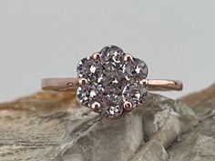 Condition excellent Solid silver gilded with rose gold Cz Daisy Ring, Rings Statement, Or Rose, Statement Rings, United Kingdom, Jewelry Rings, Daisy, Ring Size, Rose Gold