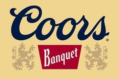 the logo for coors banquet is shown in black and white on a yellow background